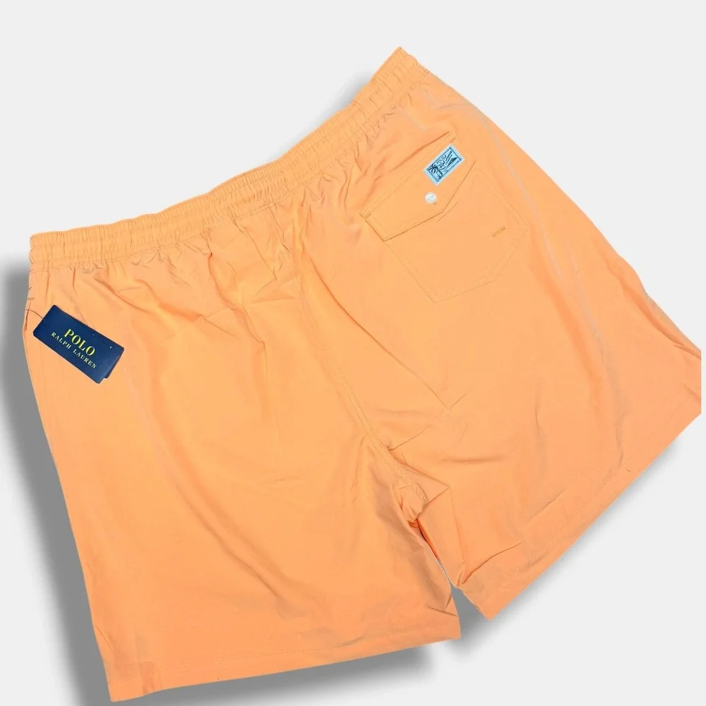 Polo Ralph Lauren Swim Trunks Men XLT Orange Recycled Traveler Pony Logo